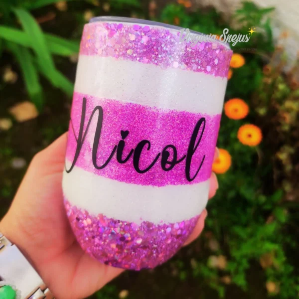 Vaso - Estilo Mate Personalizado con Resina y Glitter