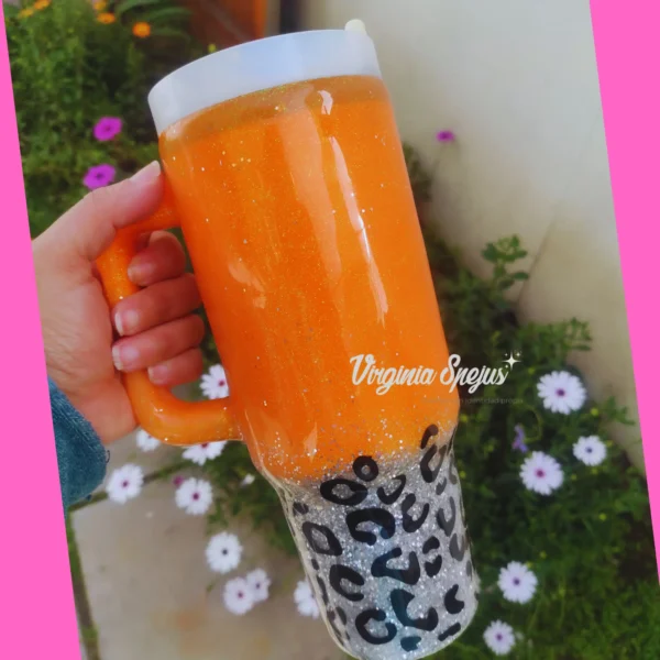 Vaso Tipo Stanley personalizado / Estampado de Leopardo